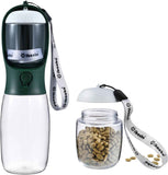 Dog Water Bottle with Food Container, Travel Puppy Water Bowl, Portable Pet Dispenser, Dog Gift Stuff Accessories Items, Puppy Essentials Necessities for Yorkie Cat Walking and Hiking