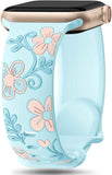 Witzon Floral Band Compatible with Apple Watch Bands For Women 40mm 41mm 38mm 42mm 44mm 45mm 46mm 49mm, Engraved Cute Flower Silicone Dressy Strap for iWatch Series 11 10 9 8 7 6 5 4 3 2 SE Ultra
