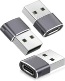 Basesailor USB to USB C Adapter,USBC Female to USB A Male Adapter,Type C Converter Charger for iPhone 17 Pro Max,16 15,Apple Watch iWatch S11 S10 SE,AirPods 3,iPad mini Air,Samsung Galaxy S25,Gray