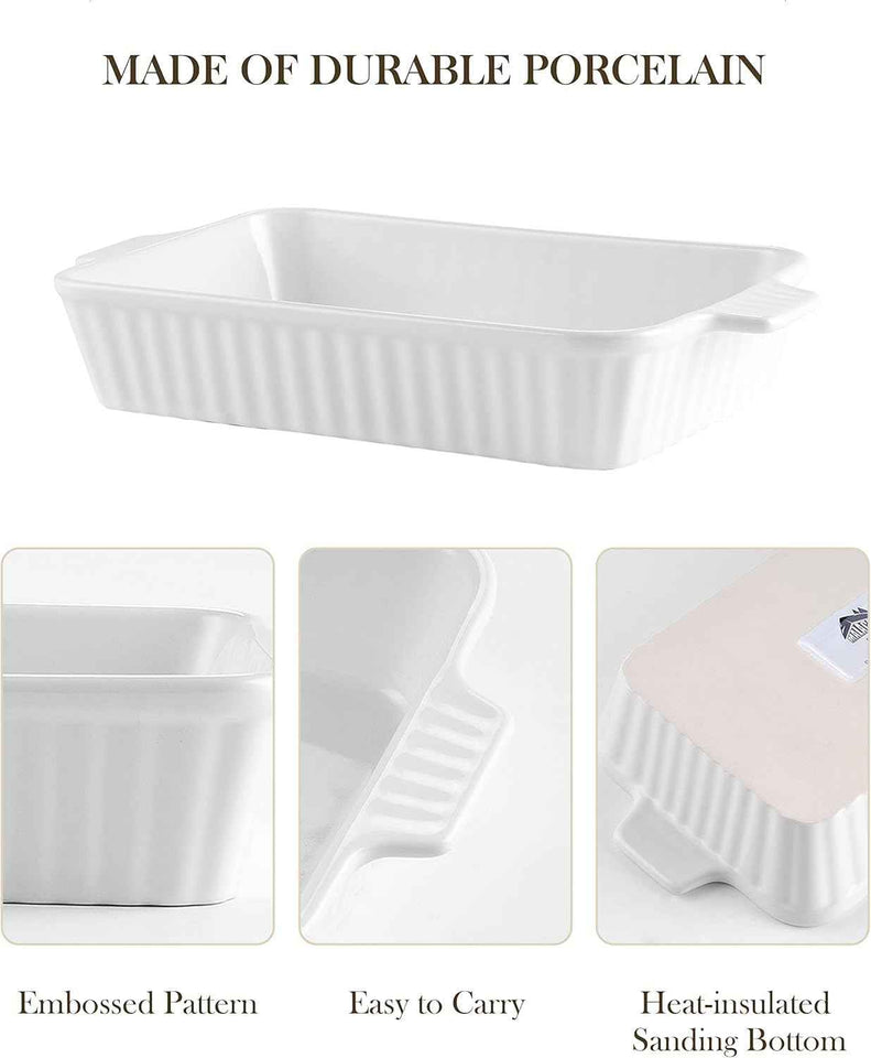 Malacasa porcelain baking dishes for oven, casserole set of 4, white, 9.4"/11.1"/12.2"/14.7"