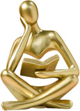 Bookshelf Decor Thinker Statue - Abstract Art Reading Thinker Sculpture Figurine Aesthetic, Modern Home Decoration for Living Room Office Shelves Coffee Table Desk Decor(Beige)