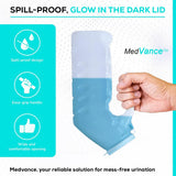 MedVance 1000ml spill-proof portable urinals for men, 2 pack with glow in dark and leak-proof lid