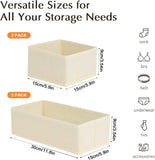 DIMJ Drawer Organizers Clothes, Set of 4 Dresser Organizer Bins, Fabric Closet Organizers and Storage, Shallow Drawer Dividers for Nursery, Clothing, Baby Clothes, Socks, Underwears, Tie (Beige)