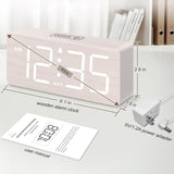 DreamSky Wooden Digital Alarm Clock for Bedroom - Desk Clock for Living Room with Large Numbers, Dimmer, Loud Alarm for Heavy Sleepers with Volume Control, DST, Office Wood Decor (Plug in Clock)