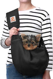Tomkas Small Dog Sling Carrier - Classic Pocket & Classic Strap - for 3-10 lbs Pets(Black)