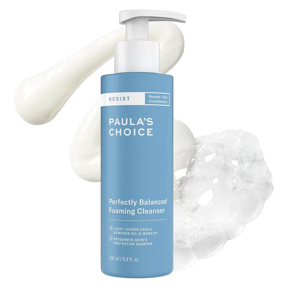 Paula's Choice RESIST Perfectly Balanced Foaming Facial Cleanser, Face Cleanser with Hyaluronic Acid & Aloe, Anti-Aging Face Wash, Large Pores & Oily Skin, Fragrance-Free