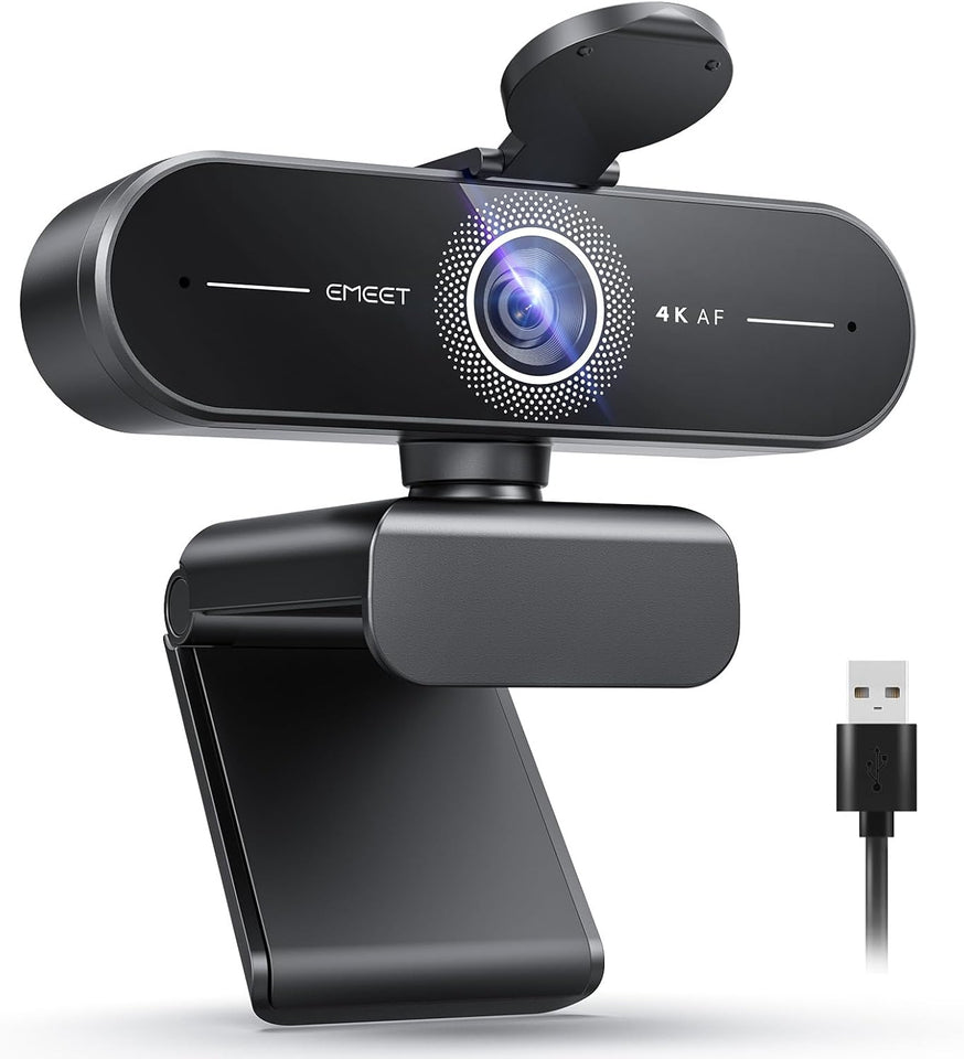 emmeet c60e 4k webcam streaming wide-angle telephoto cameras 11x hybrid zoom pdaf autofocus rgb lighting