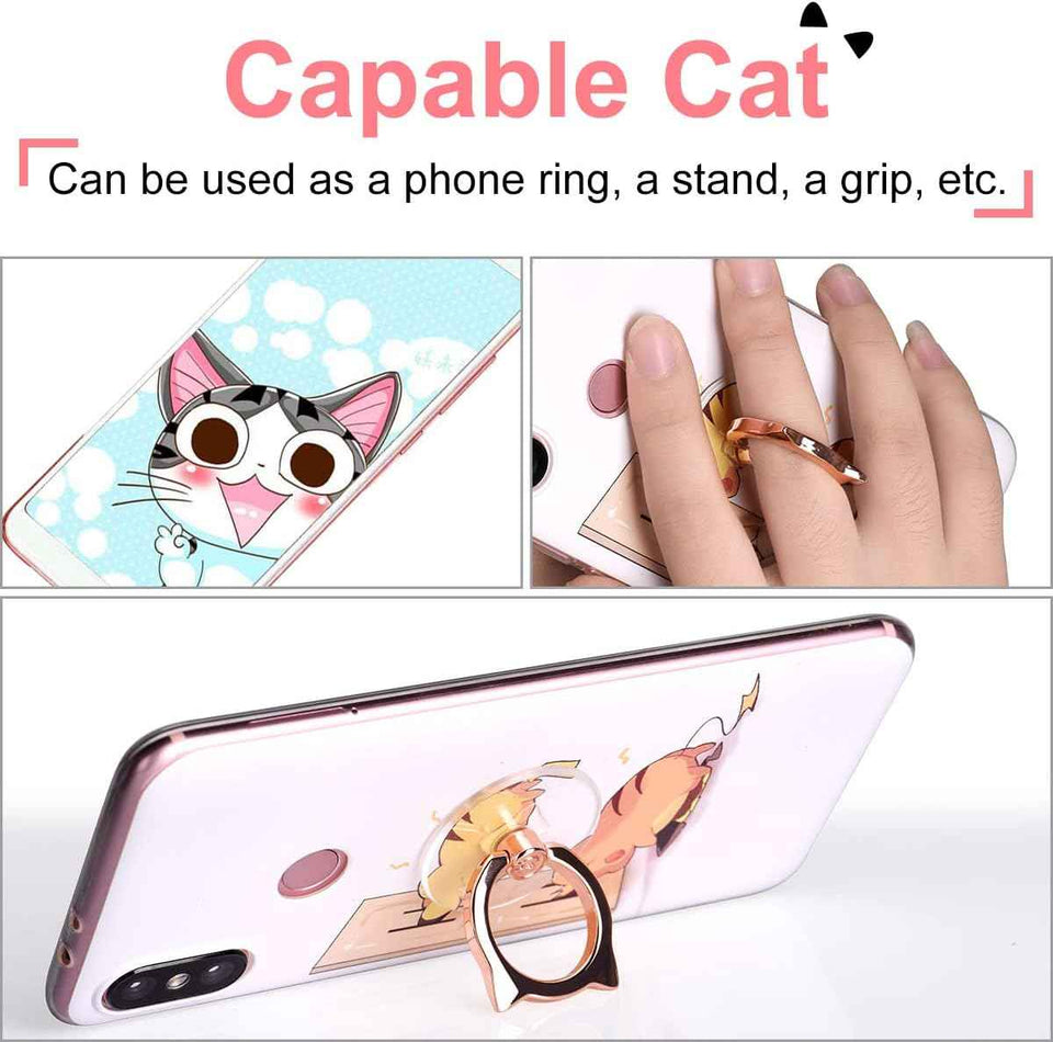 EI Sonador clear phone ring holder for cat phone with transparent stand finger grip, 1 silver + 1 rose gold