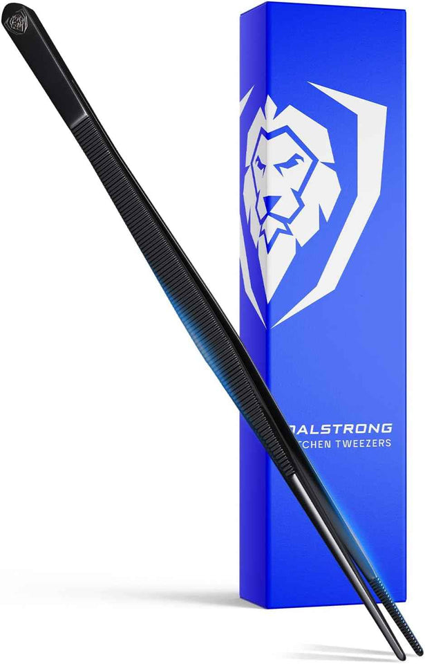 Dalstrong Professional Food Tweezers-Giftable 4pc Set-6.5"-High-Precision Tweezer Tongs-Black Titanium Coating-Plating, Multi-use-304 Stainless Steel-Culinary Fine Use-Metal Kitchen Tongs