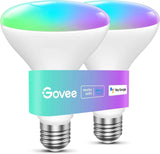 Govee Smart Light Bulbs, 2-pack 1200 Lumen Dimmable RGBWW BR30 Flood Light Bulbs with Alexa and Google Assistant Support