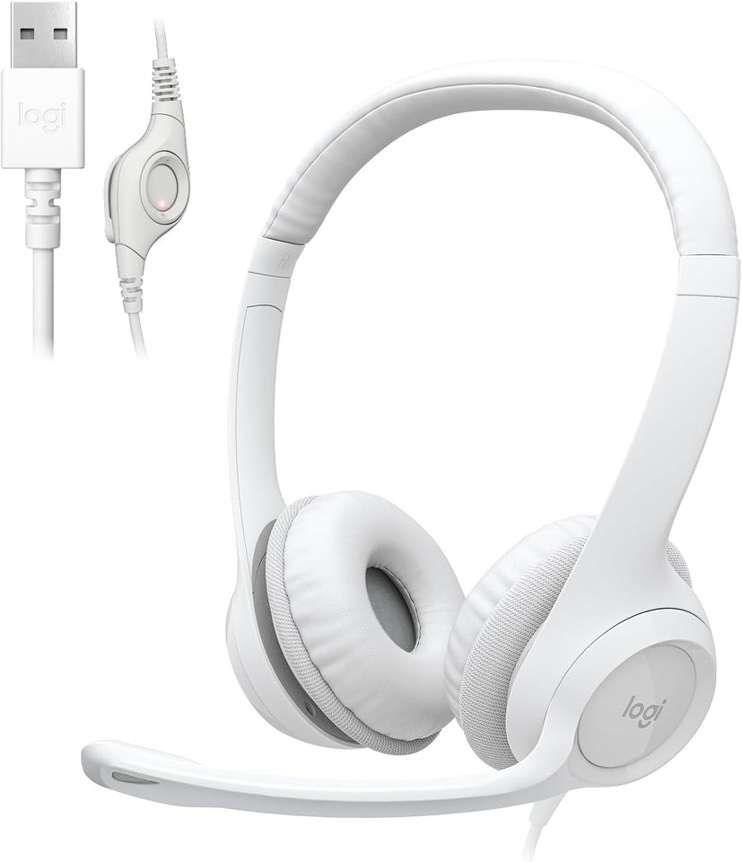 Logitech H390 black stereo wired headset with noise cancelling mic for PC, laptop, Chromebook