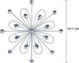 hogardeck Metal Flower Wall Decor, 11inch Silver Metal Jeweled Wall Art Bling Crystal Home Décor, Sun Burst Rhinestone Wall Hanging Diamond Accents for for Indoor, Outdoor, Living Room, Bedroom