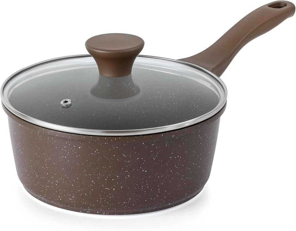 SENSARTE Nonstick Saucepan with Lid, 1.5 Quarts Small Pot with Swiss Granite Coating, Stay-cool Handle, Multipurpose Handy Sauce Pot Small Kitchen Cooking Pot, Induction Comptable, PFOA Free