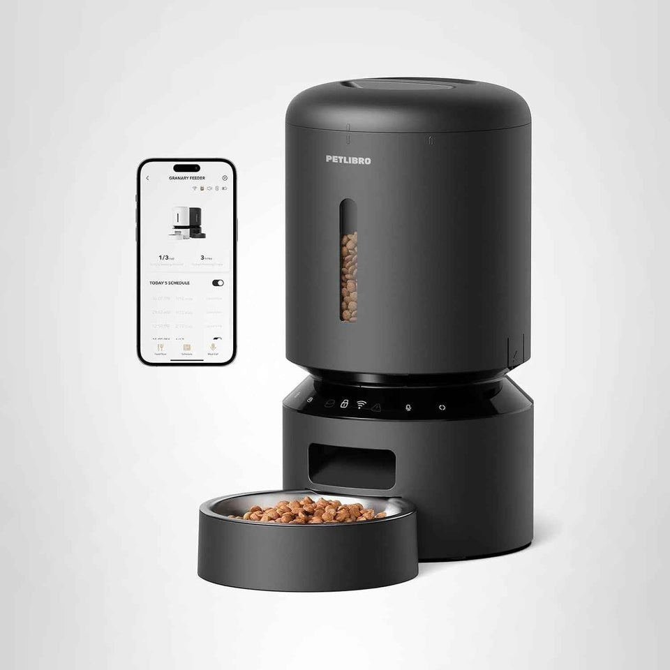 petlibro granary black 5g wifi automatic dog food dispenser with app control, up to 10 meals per day
