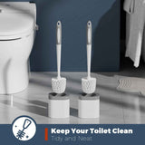2-pack white durable toilet brush set with holder, nylon bristles for toilet bowl cleaning