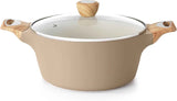 SENSARTE Ceramic Nonstick Stock Pot with Lid, 2.6/4.5/6.6/8.5 QT Soup Pot Casserole Pot, Non-toxic Healthy Pasta Pot, Large Cooking Pot Stew Pot, Induction Compatible, PFOA PFAS PTFE Free, White