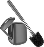 SetSail Toilet Brush and Holder, Self Closing Lid Toilet Bowl Brushes Holder and Extra Long Handle Ventilated Toilet Brush Set for Bathroom Cleaning, Nylon Bristles, Black