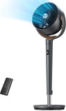 Dreo Fan for Bedroom, 120° Oscillating Standing Fans, Quiet Floor Fan with DC Motor, 100ft Pedestal Fans for Room, 9 Speeds, 4 modes, 20dB, 120° Manual Vertical, 37-42" Adjustable Height, 9H Timer