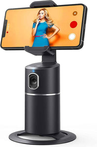 camrola Auto Face Tracking Phone Holder, No App Required, 360° Rotation Face Body Phone Tracking Tripod Smart Shooting Camera Mount for Live Vlog Streaming Video, Rechargeable Battery-Black
