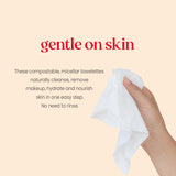 Burt's Bees 30 ct Rose Water Facial Towelettes, Hydrating Micellar Makeup Remover Wipes for All Skin Types, 3-Pack