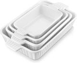 Malacasa porcelain baking dishes for oven, casserole set of 4, white, 9.4"/11.1"/12.2"/14.7"