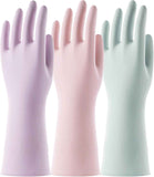 COOLJOB Medium Household Rubber Gloves with Cotton Liner & Non-slip Grip, Waterproof Long Lasting Dishwashing Gloves for Kitchen & Bathroom Cleaning, Light Pink, 1 Pair