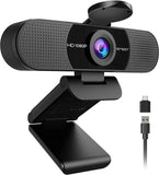 emeet c960 1080p webcam with 2 mics, 90° fov, usb type-a & a-to-c adapter, plug&play computer camera