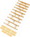 SpaceAid Bamboo Drawer Dividers with Inserts and Labels, Kitchen Adjustable Drawer Organizers, Expandable Organization for Home, Office, Dressers, 4 Dividers with 9 Inserts (17"-22" Natural)