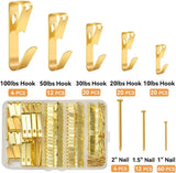 152Pcs Picture Hanging Kit, Picture Hangers 10lb, 20lb, 30lb, 50lb, 100lb Hooks with Nails, Heavy Duty Photo Frame for Pictures, Painting ,Mirror, Wall Art Mounting on Drywall, Wooden Wall