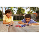FLAT 2 FAST Original Stunt Card Racer – Flat Car Racer and Pocket Size Racecar Launcher with Built-in Button for Stunt Launching and Racing – Compact – Crimson Red
