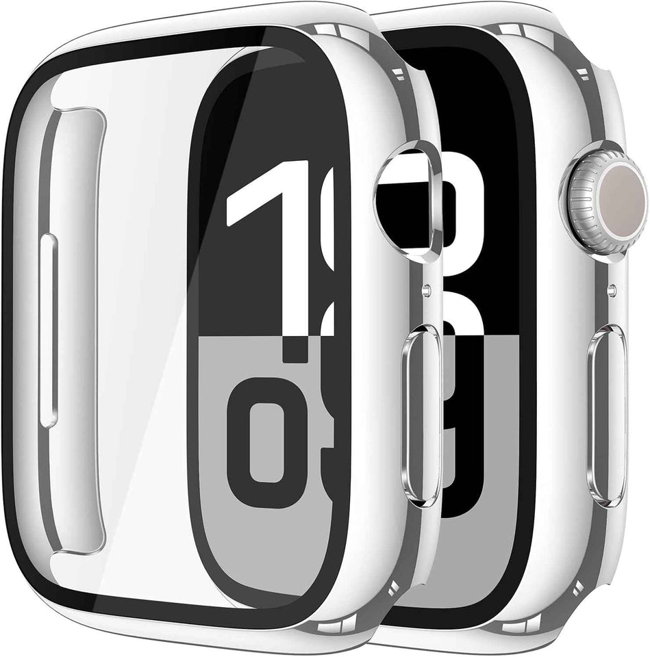 Misxi 2 Pack Tempered Glass Case Compatible for Apple Watch Series 11 (2025) Series 10 46mm, Screen Protector Cover for iWatch, Black