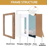 Califortree 5x7 rustic brown picture frame with shatterproof plexiglass and horizontal/vertical display