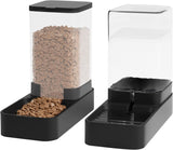 Automatic Cat Feeder and Water Dispenser Set with Pet Food Bowl, Gravity Dog Waterer, and Food Feeder for Small to Large Pets, 3.3L Black