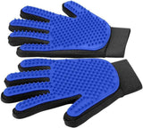 Efficient Pet Hair Remover Gloves for Dogs, Cats & Horses - Gentle Shedding Brushes for Long and Short Hair - 1 Pair Blue