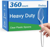 360 Count Clear Plastic Spoons Disposable, BPA-Free, Heat Resistant, Heavy Duty, Premium Spoons for Party Supply