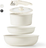CAROTE 17pcs Nonstick Cookware Set with Detachable Handle, Induction Kitchen Cookware for RV, Camping, and Travel