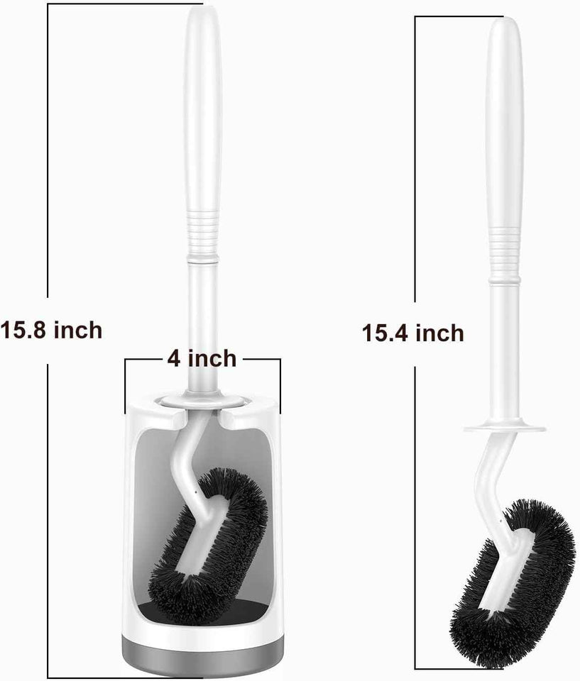 Hamitor Curved Toilet Brush Holder Set with Hidden Scrubber for Small RV Bathroom Accessories - White