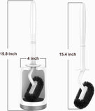 HAMITOR Toilet Bowl Brush Holder Set: Curved Design with Holder for Deep Cleaning Under Rim - Compact Hidden Scrubber for Small Space - Modern RV Bathroom Accessories - White