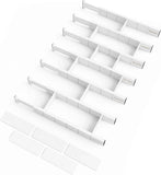 SpaceAid Bamboo Drawer Dividers with Inserts and Labels, Kitchen Adjustable Drawer Organizers, Expandable Organization for Home, Office, Dressers, 4 Dividers with 9 Inserts (17"-22" Natural)