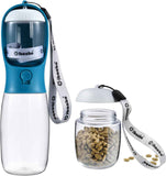 Dog Water Bottle with Food Container, Travel Puppy Water Bowl, Portable Pet Dispenser, Dog Gift Stuff Accessories Items, Puppy Essentials Necessities for Yorkie Cat Walking and Hiking