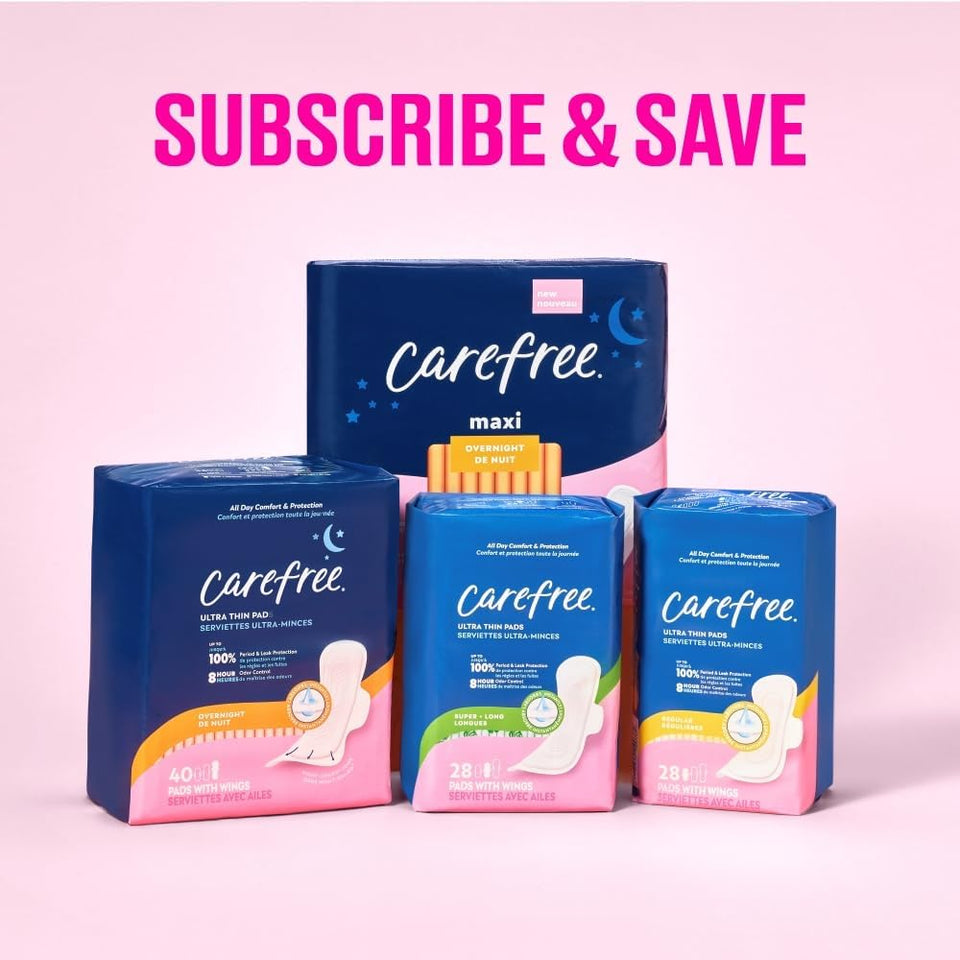carefree maxi overnight pads with wings 28ct feminine care protection