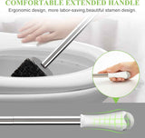 Compact Toilet Brush & Holder, Stainless Steel Handle, Space Saving for Storage