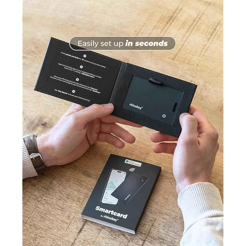 Wallet Tracker Card Works with Apple Find My (iOS Only) Slim 0.07in Rechargeable IP68 Waterproof Tracker Item Finder AirTag Card with Keychain Hole Mens Valentines Gifts