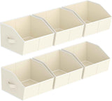 Closet Organizers Bins 6 Packs - Large Closet Shelf Organizer with Handles, Fabric Trapezoid Storage Bins, Collapsible Storage Cubes for Clothes, Towels, Light Gray