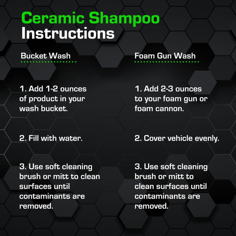 Ceramic Car Shampoo for Slick Car Wash - pH-Balanced Soap with Hydrophobic Protection - Enhances Coatings