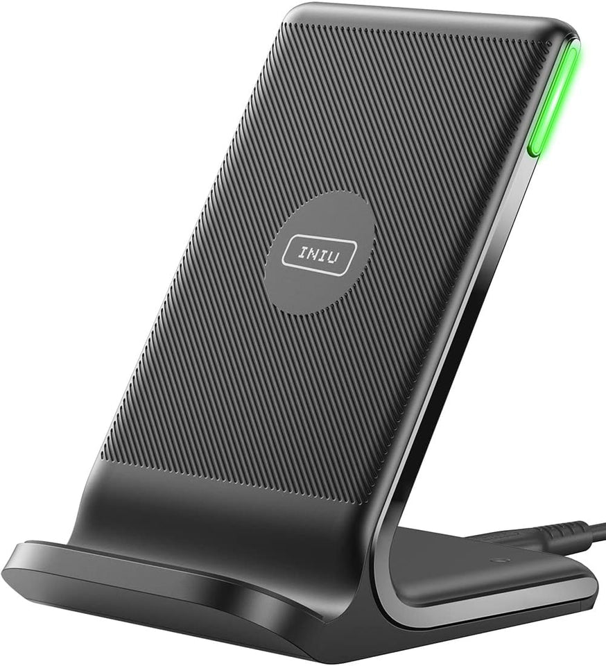 INIU Wireless Charger, 15W Fast Qi Certified Wireless Charging Station with Sleep-Friendly Adaptive Light Compatible with iPhone 16 15 14 13 Pro XS 8 Plus Samsung Galaxy S25 S24 S23 Note 20 Google etc - Rayz Mart