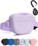 black dog treat pouch with training clicker, 1.67 cup silicone treat bag fanny pack, magnetic closure, waist belt for pet training walking
