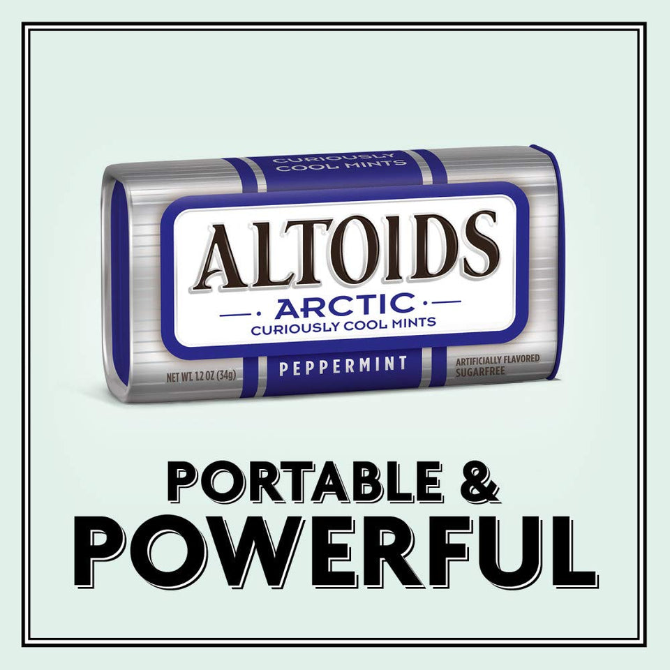 altoids arctic peppermint breath mints sugar free 1.2 oz tin pack of 8