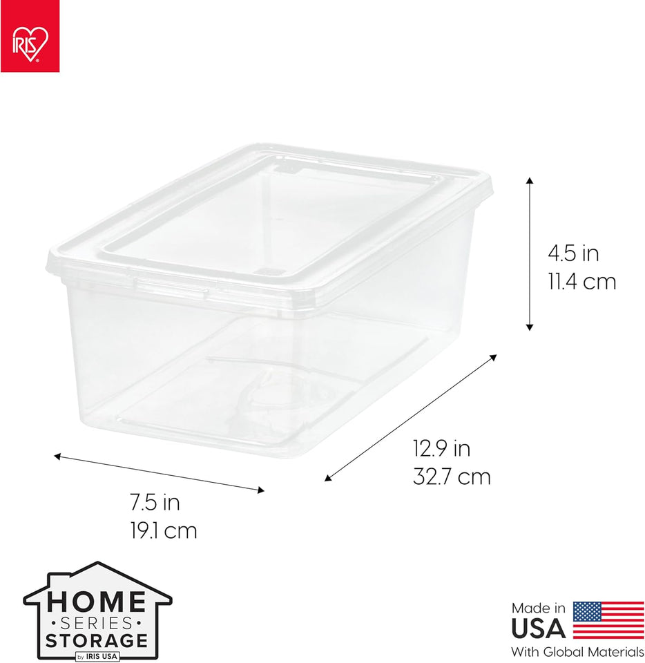IRIS USA 20-Pack Clear Storage Bins with Lids for Closet Shelves and Classroom Organization
