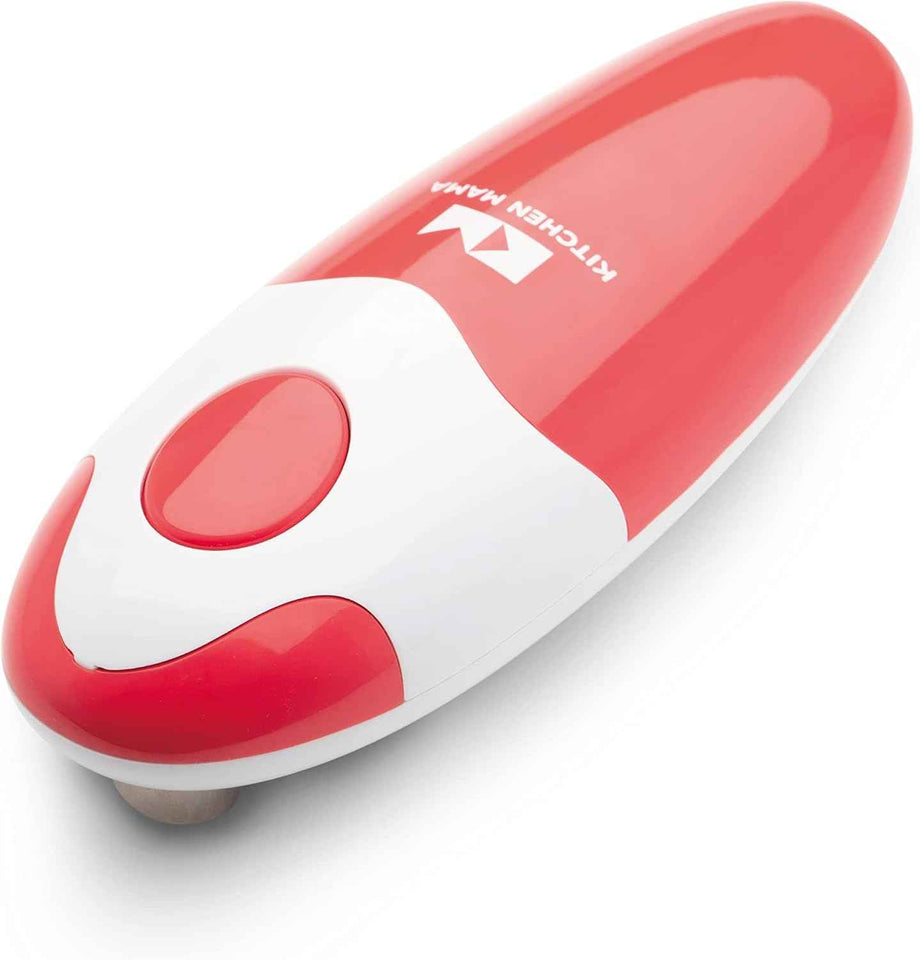 Kitchen Mama Automatic Electric Can Opener with Smooth Edge, Hands-Free, Battery Operated, Red